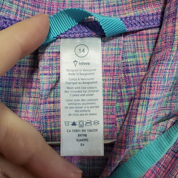 IVIVVA LULULEMON Full Zip Lightweight Jacket Windbreaker Packable Plaid Girls 14 - Picture 14 of 16